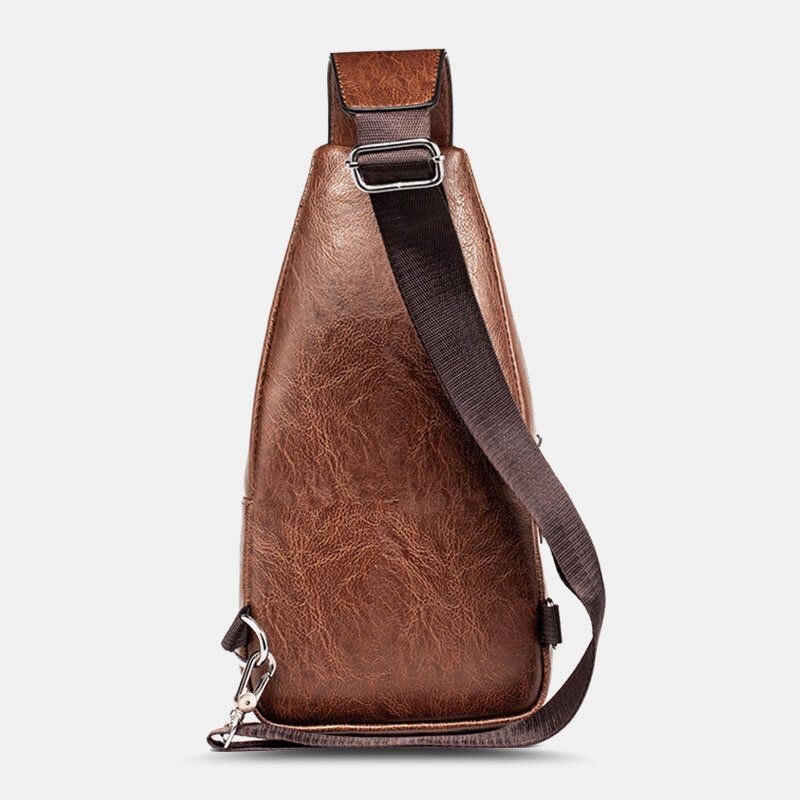 Mężczyźni Pu Leather Wielofunkcyjna Duża Pojemność Wodoodporna 6.5-calowa Torba Na Telefon Torba Na Klatkę Piersiową Torby Crossbody