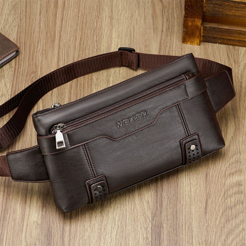 Mężczyźni Pu Skóra Wodoodporna Torba Na Klatkę Piersiową O Dużej Pojemności Outdoor Outing 6.5 Cala Torba Na Telefon Torby Crossbody Torba Na Ramię