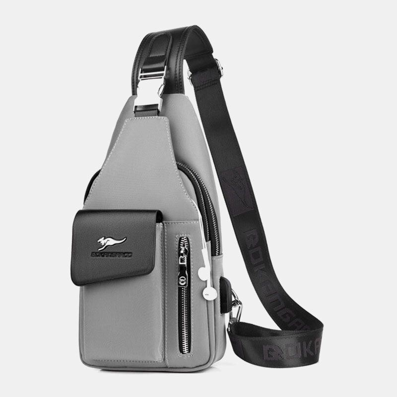 Męska Torba Na Klatkę Piersiową Oxford Usb Do Ładowania Z Otworem Na Słuchawki Wielofunkcyjna Torba Z Wieloma Kieszeniami Wodoodporna Torba Na Ramię Crossbody