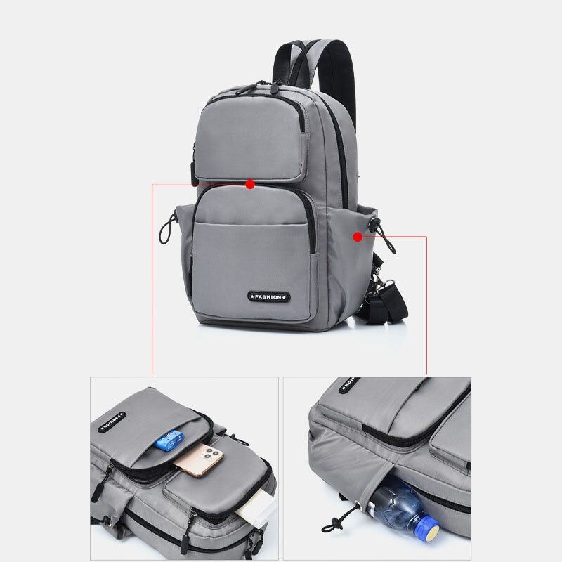 Męska Wielowarstwowa Wielowarstwowa Ładowana Przez Usb Wodoodporna Torba Crossbody Torba Na Klatkę Piersiową Plecak Na Ramię