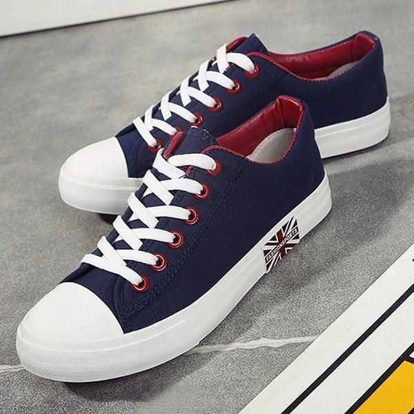 Mężczyźni Canvas Fashion Casual Outdoor Sport Running Płaskie Sznurowane Buty Sportowe