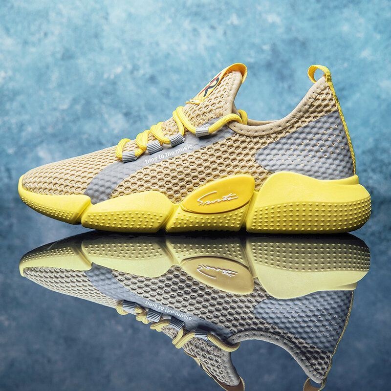 Mężczyźni Colorblock Mesh Fabric Oddychające Sportowe Trampki Do Biegania Na Co Dzień