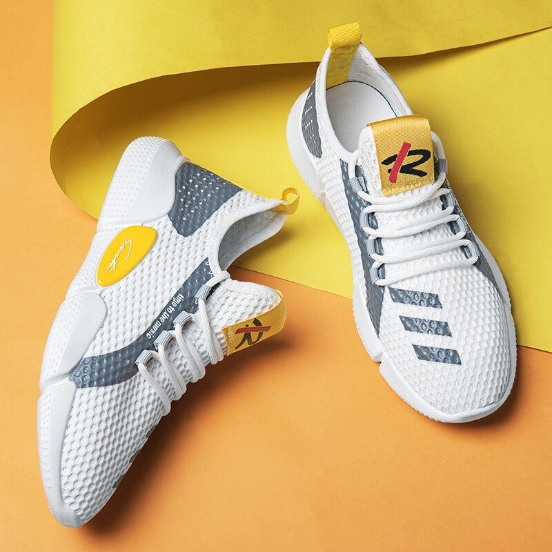 Mężczyźni Colorblock Mesh Fabric Oddychające Sportowe Trampki Do Biegania Na Co Dzień