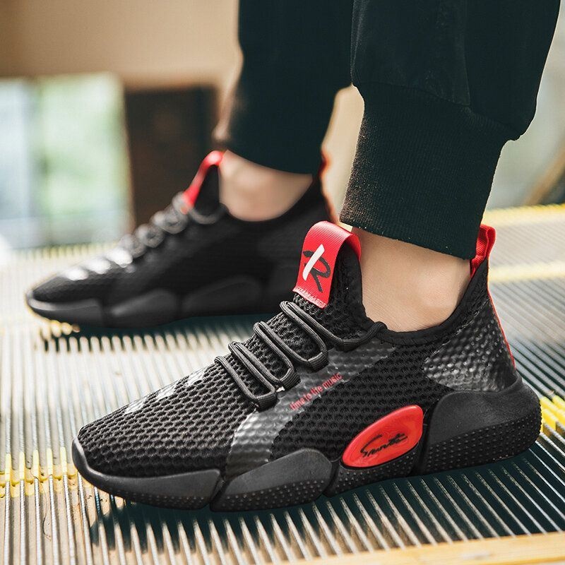 Mężczyźni Colorblock Mesh Fabric Oddychające Sportowe Trampki Do Biegania Na Co Dzień