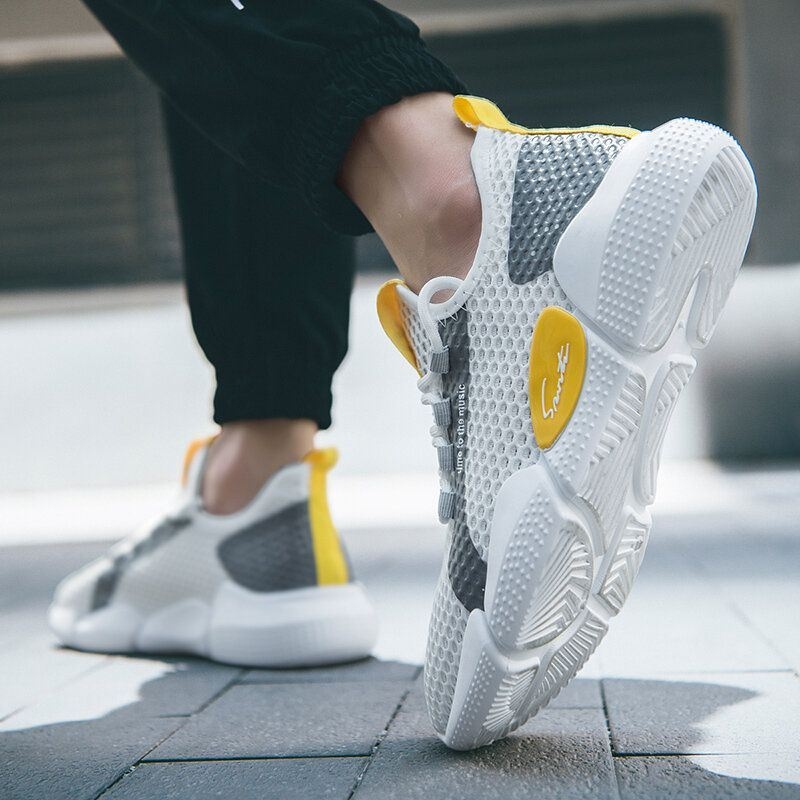 Mężczyźni Colorblock Mesh Fabric Oddychające Sportowe Trampki Do Biegania Na Co Dzień