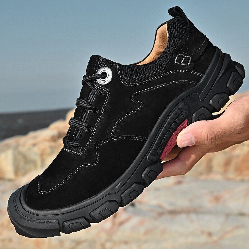 Męskie Buty Do Chodzenia Na Świeżym Powietrzu Ze Świńskiej Skóry Z Miękką Podeszwą