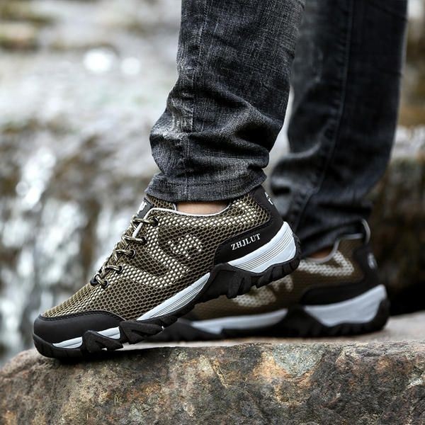 Męskie Duże Rozmiary Unisex Outdoor Lace Up Buty Sportowe Oddychające Buty Turystyczne