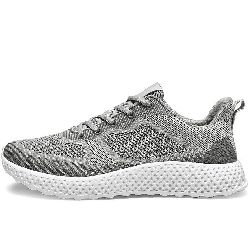 Męskie Sportowe Oddychające Dzianinowe Sznurowane Buty Sportowe Do Biegania